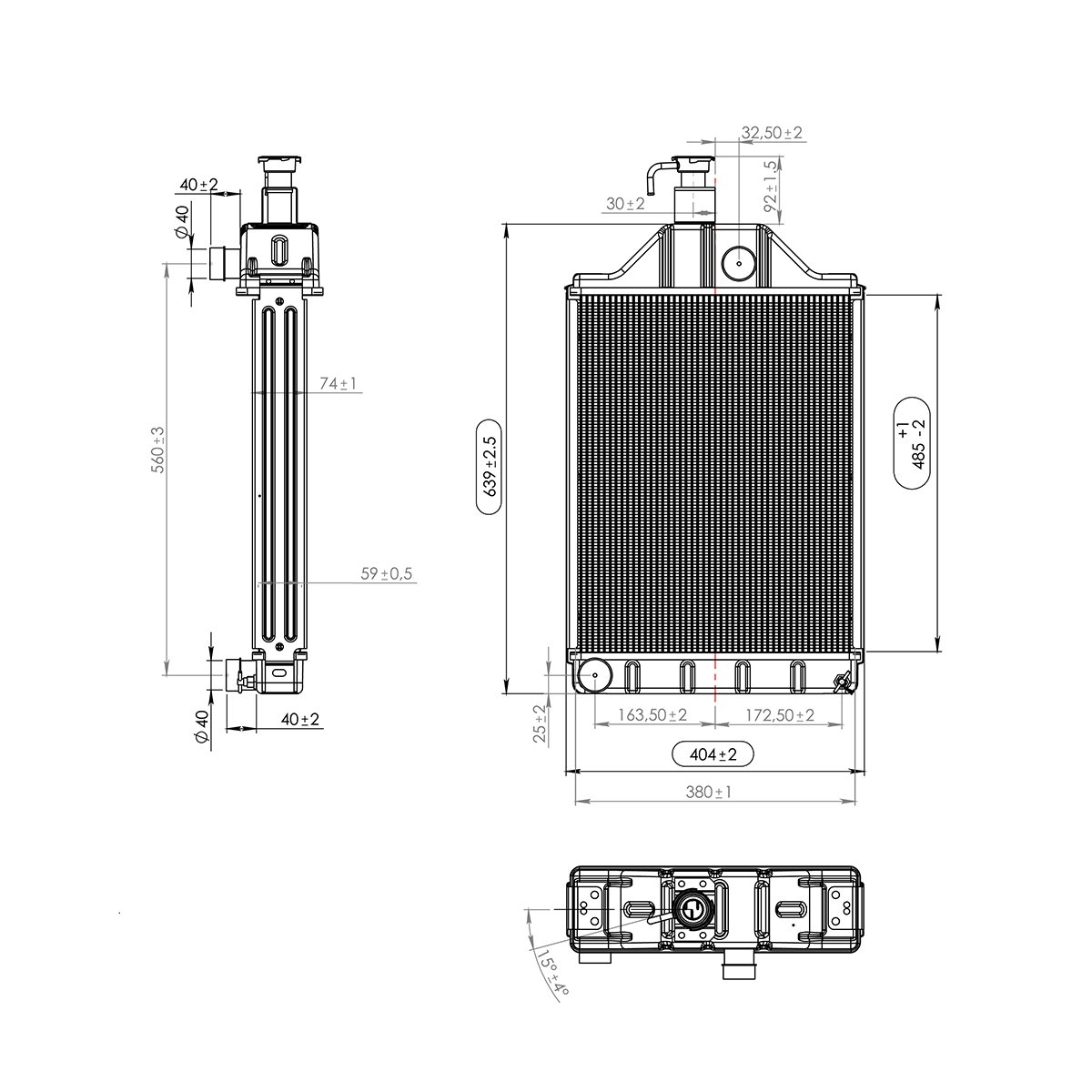 Radiator racire apa motor Perkins pentru Massey Ferguson cod OEM 150-10, 897358A4, 897358A4A, 897358E4, 897358E4A, 897358M3 Breckner Germany